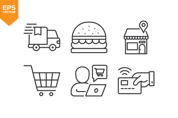 Set of line icons E-Commerce, shopping. Outline icons collection stock illustration stock illustration