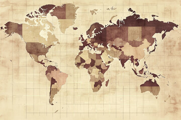 Detailed World Map Data Visualization In Vintage Retro Style With Global Charts And Demographic Infographics Generative AI Artwork