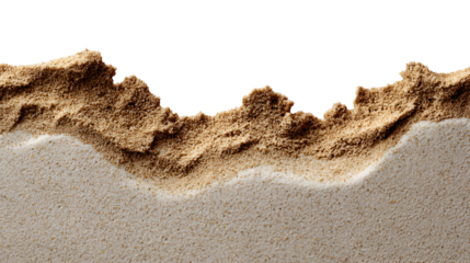 Close up of a rough textured natural material with a jagged edge isolated on transparent background