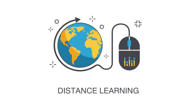Distance Learning Global Connection with Mouse and Earth Icon
