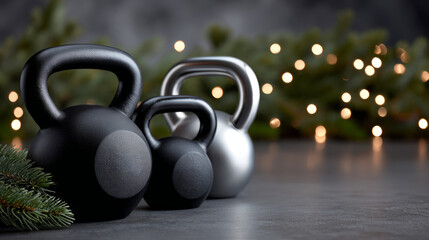  Holiday Fitness Motivation Poster fitness studio holiday challenge campaign, dumbbells