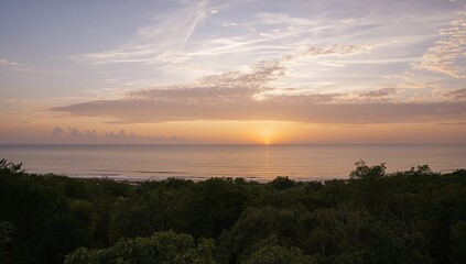 Naklejka premium Michigan Sunset Over Summer Landscape, seasonal change