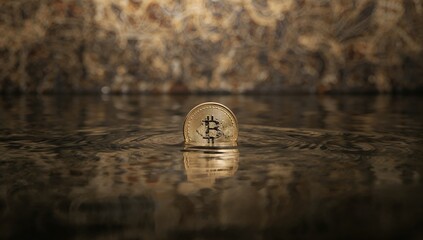 Thai coins immersed in water, symbolic of Buddhist beliefs