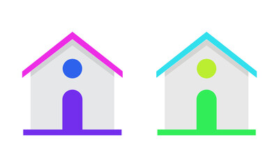 Modern Green Cyan Blue Pink Home Icon Transparent PNG - Flat Minimal Style for UI UX Digital Interface, Web Dashboard, App Design Projects	