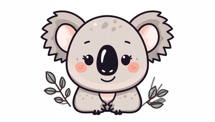 Obraz premium Koala cartoon sticker design, playful animal illustration for children's decor