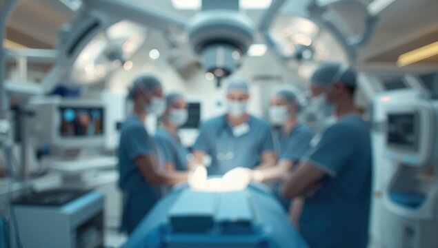 Blurred image in a Medical Precision Modern Operating Room, focusing on surgical efficiency