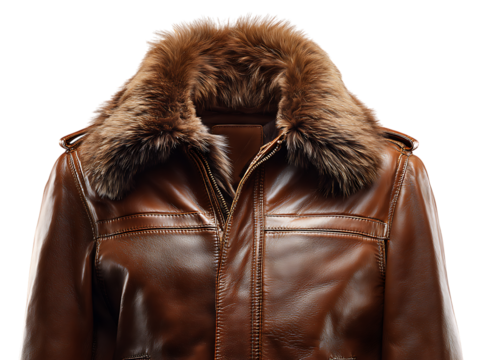 Fashionable brown leather jacket with flair
