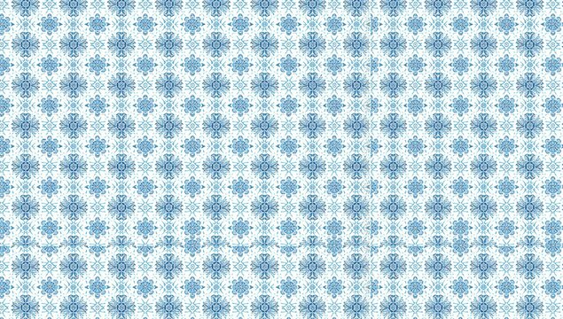 Seamless retro design featuring blue ornaments, suitable for textile applications, wrapping paper, and geometric patterns