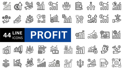 Profit editable line icon collection. Vector illustration set 