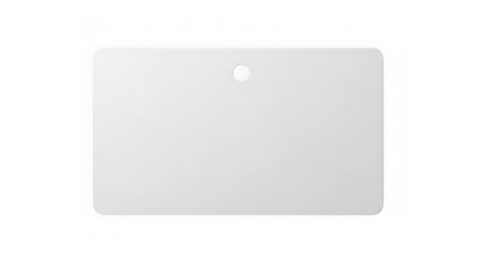 Blank white paper tag with hole, rounded corners, merchandise label