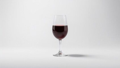 A red wine goblet on a white background, ideal for editorial header backgrounds