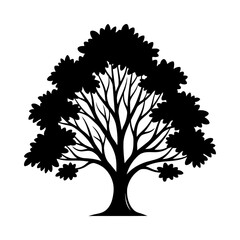 Fototapeta premium Decorative Deciduous Tree Silhouette Vector Illustration for Nature Logo, Branding, and Landscape Design