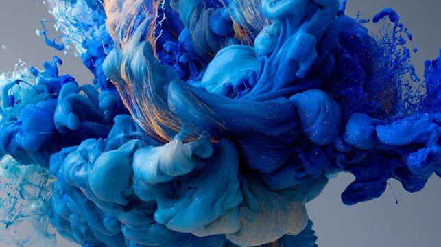 Vibrant blue paint splash isolated on black background with dynamic liquid motion for abstract digital art, creative design projects, and modern visual effects