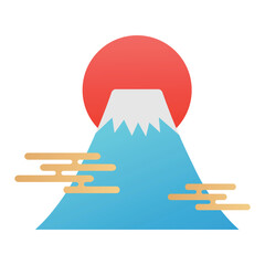 Mt. Fuji and First Sunrise &ndash; Traditional Japanese New Year Illustration