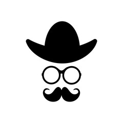 Bowler Hat Face icon isolate on transparent background.