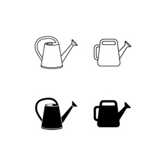 Watering Can Icons Set: Collection of Black and White Line and Glyph Vector Symbols Representing Gardening Tools, Plant Care, Watering, and Horticulture Equipment for Yard and Home. © cheng