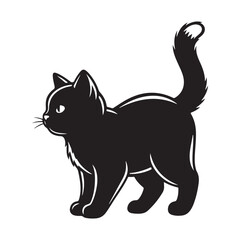 Black cat silhouette isolated on white background