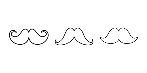 Mustache with glasses icon set on transparent background.
