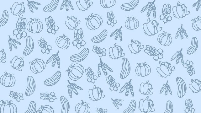 vegetables doodle pattern animations seamless with blue background