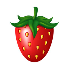 Strawberry. Vector 3D clipart isolated on white background.