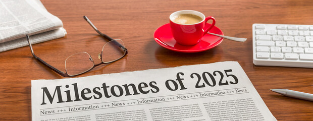 A newspaper on a wooden desk - Milestones of 2025