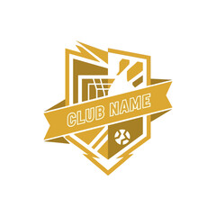 Modern football badge design, gold and white colors