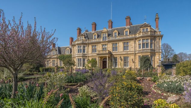 Traditional English architectural mansion in Buckinghamshire, reflecting historical design, preservation