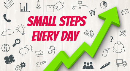 Ascending arrow with icons - Small steps every day