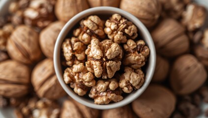 Close-up of walnuts in a cup, fiber-dense choice