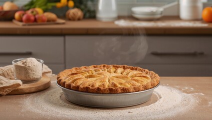 Charlotte apple pie baking, warm dessert emerging from a detachable pan, fiber-dense choice