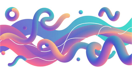 Abstract 3D Fluid Shape Design Modern Digital Art with Gradient Colors and Curves