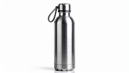 A Sleek Stainless Steel Water Bottle Stands Tall on White&mdash;Celebrating Hydration, Sustainability, and the Modern Elegance of Reusable Design That Keeps Beverages Fresh, Hot, or Cold Wherever Life Leads