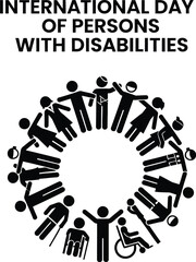 International day of persons with disabilities greeting card with people holding hands