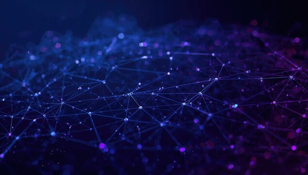 Low poly network mesh structure, emphasizing digital connectivity and efficiency