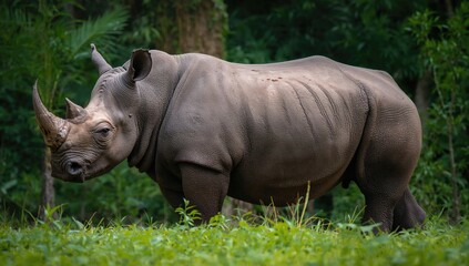 Naklejka premium Sumatran rhino discovered in Southeast Asia is among the rarest mammals in the region