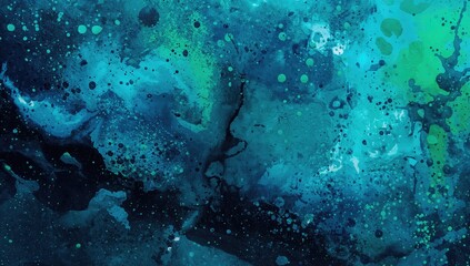 Fluid abstract art background in navy blue and green hues, suitable for editorial header background