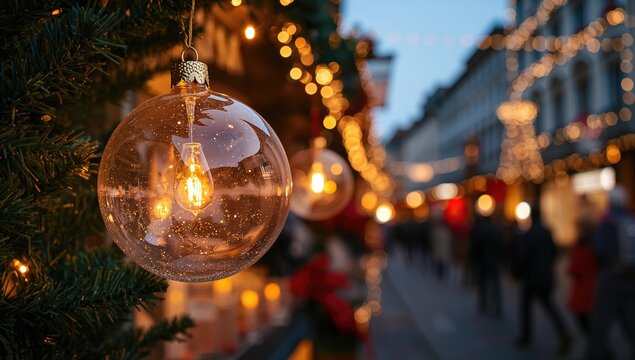 Local festive adornments at Christkindlmarkt, seasonal celebration