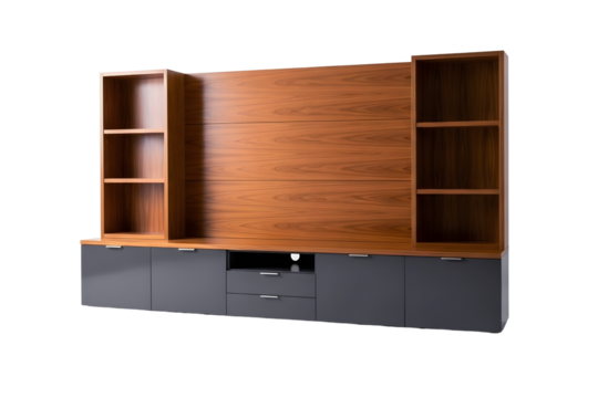 Modern entertainment center isolated on transparent background - Powered by Adobe