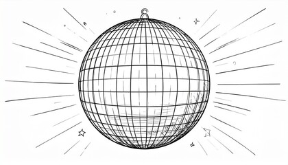 Reflective disco ball suspended above casting grid-pattern shadow on ground