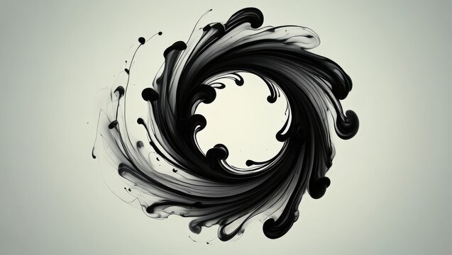 Abstract black ink swirling in water creating a mesmerizing vortex shape