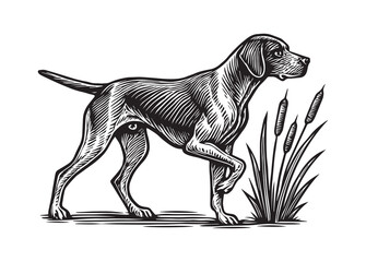 pointer dog graphic design, duck hunting dog vector illustration