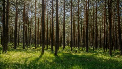 Forest hike through towering trees and lush greenery with sunlight filtering through © Cyber Shutter