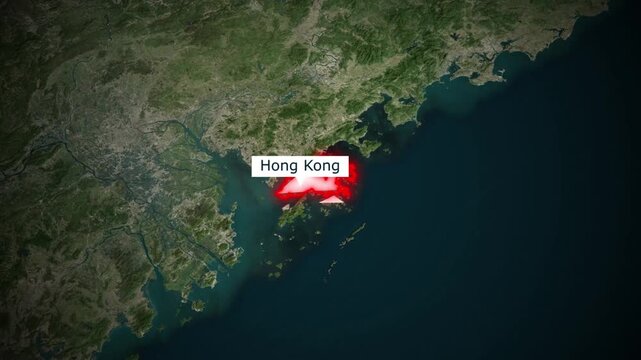 Hong Kong Region Map Animation with Neon Border Glow Effect