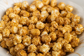 Close Up Full Frame Caramel Popcorn Texture Background