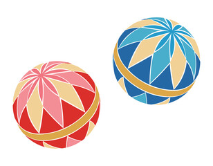 Red and Blue Temari Balls &ndash; Japanese Traditional Decoration