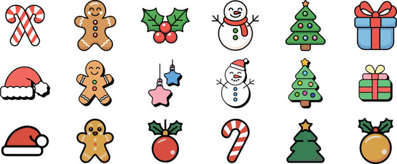 Cute christmas-themed vector clipart set. 