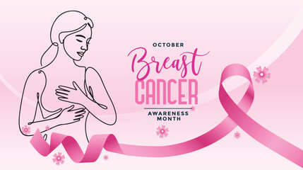 Pink ribbon symbol representing Breast Cancer Awareness Month concept design for support for breast cancer, vector art. 