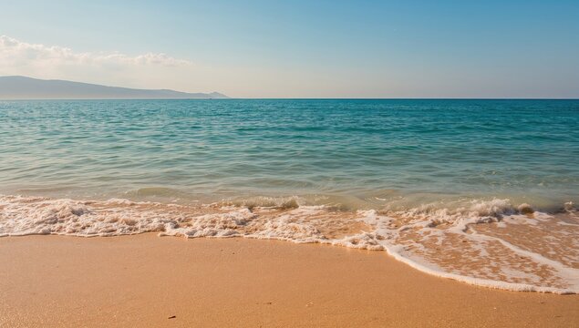 Clear water and waves on the surface of the Black Sea, showcasing natural beauty and seasonal change