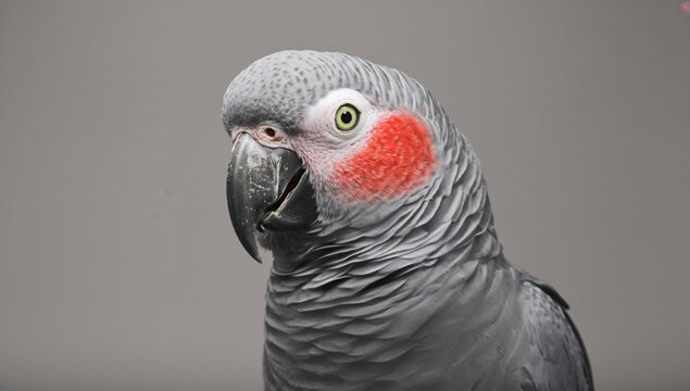 Grey Indian ringneck exhibiting curiosity, playful behavior, animal observation