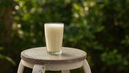 Coconut juice on a concrete surface, hydration source, Earth Day